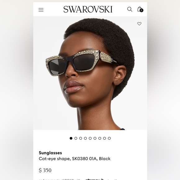 Swarovski Cat Eye Sunglasses Black - Picture 7 of 7